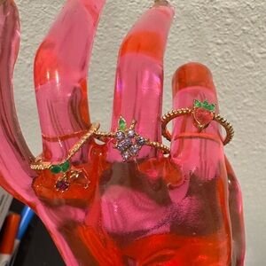 Size 6 Gold Plated Fruit Ring Trio